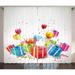 Birthday Decorations Curtains 2 Panels Set Surprise Boxes with Bow Ties Confetti Rain Balloons Celebratory Set Up Window Drapes for Living Room Bedroom 108W X 90L Inches Multicolor by Ambesonne