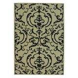 SAFAVIEH Courtyard Dara Damask Indoor/Outdoor Area Rug 6 7 x 9 6 Sand/Black