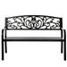 Gardenised Black Patio Garden Park Yard 50 in. Outdoor Steel Bench Powder Coated with Cast Iron Back