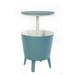Keter Modern Cool Bar and Side Table Outdoor Patio Furniture with 7.5 Gallon Beer and Wine Cooler Teal