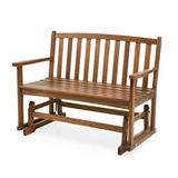 Plow & Hearth Eucalyptus Wood Love Seat Glider Lancaster Outdoor Furniture Collection - Natural