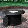 Hiland Round Cast Aluminum Slatted Fire Pit Black