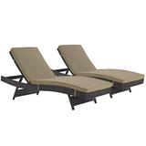 Modern Contemporary Urban Design Outdoor Patio Balcony Chaise Lounge Chair ( Set of 2) Brown Rattan