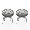 Itzel Outdoor Wicker Dining Chair with Cushion Set of 2 Gray and Dark Gray