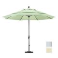 California Umbrella 11 ft. Fiberglass Market Umbrella Collar Tilt Double Vents - Matted White - Sunbrella - Canvas