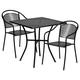 Flash Furniture Commercial Grade 28 Square Black Indoor-Outdoor Steel Patio Table Set with 2 Round Back Chairs