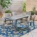 Crew Outdoor 7 Piece Aluminum and Wicker Dining Set with Glass Table Top Gray Gray