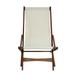 Outdoor Living and Style 38 Wooden and White Fabric Outdoor Patio Garden Folding Glider Chair