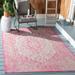 SAFAVIEH Courtyard Euclid Vintage Indoor/Outdoor Area Rug 6 7 x 6 7 Square Fuchsia/Grey