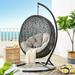 Modway Encase Swing Outdoor Patio Lounge Chair in Beige