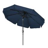 Trademark Innovations 7 Blue Deluxe Solar Powered LED Lighted Patio Umbrella With Scalloped Edge Top
