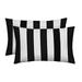 RSH DÃ©cor Indoor Outdoor Set of 2 Lumbar Pillow Weather Resistant 26 x 16 Black & White Stripe