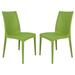 LeisureMod Weave Mace Indoor Outdoor Dining Chair in Green Set of 2