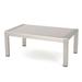 GDF Studio Crested Bay Outdoor Aluminum Coffee Table with Glass Top Silver