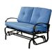 Patiojoy Steel Frame Rocking Loveseat Outdoor Patio Cushioned Chaise Bench Blue