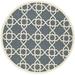 SAFAVIEH Courtyard Carol Geometric Indoor/Outdoor Area Rug 6 7 x 6 7 Round Navy/Beige