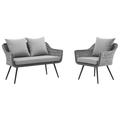 Endeavor 2 Piece Outdoor Patio Wicker Rattan Sectional Sofa Set