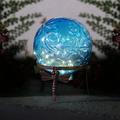 Alpine Corporation 10 W x 10 L x 13 H Embossed Glass Light-up Gazing Globe Blue