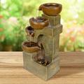 Alpine Corporation Rustic 17 Indoor and Outdoor 4-Tier Southwestern Cascading Tabletop Fountain