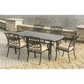 Hanover Traditions 7-Piece Rust-Free Aluminum Outdoor Patio Dining Set with Tan Cushions 6 Dining Chairs and Aluminum Rectangular Dining Table | TRADITIONS7PC