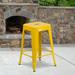 Flash Furniture 4 Pack Commercial Grade 24 High Backless Yellow Metal Indoor-Outdoor Counter Height Stool with Square Seat