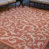 SAFAVIEH Courtyard Kevin Floral Indoor/Outdoor Area Rug 6 7 x 9 6 Terracotta/Natural