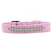 Mirage Pet Products613-02 LPK-12 Two Row AB Crystal Dog Collar Light Pink - Size 12