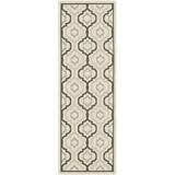 SAFAVIEH Courtyard Nina Geometric Trellis Indoor/Outdoor Runner Rug Beige Black/Aqua 2 4 x 12