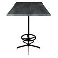 Holland Bar Stool 42 in. Black Table with 36 x 36 in. Indoor & Outdoor Black Steel Square Top