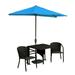 Blue Star Group Terrace Mates Daniella All-Weather Wicker Java Color Table Set w/ 7.5 -Wide OFF-THE-WALL BRELLA - Blue Olefin Canopy