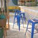 Emma + Oliver Commercial Grade 30 H Backless Blue Metal Indoor-Outdoor Barstool Square