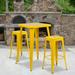 Flash Furniture Commercial Grade 23.75 Square Yellow Metal Indoor-Outdoor Bar Table Set with 2 Square Seat Backless Stools