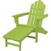 Hanover All-Weather Contoured Adirondack Chair with Hideaway Ottoman- Lime
