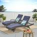 Anthony Outdoor Wicker Armed Chaise Lounges with Cushions Set of 2 Grey Navy Blue