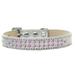 Mirage Pet Products614-06 SV-16 Two Row Light Pink Crystal Dog Collar Silver Ice Cream - Size 16