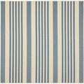 SAFAVIEH Courtyard Caroline Striped Indoor/Outdoor Area Rug 6 7 x 6 7 Square Beige/Blue