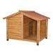 TRIXIE natura Lodge Elevated Weatherproof Wooden Small Outdoor Dog House w/ Covered Porch Brown