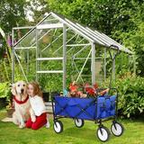 Outdoor Rolling Wagon Utility Cart Wagons Grocery Cart with Wheels Garden Cart with Adjustable Handle Beach Cart with 2 Mesh Cup Holders for Outdoor Beaches Gardens Parks Shopping S10485