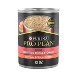 Purina Pro Plan Dry Dog Food for Adult Dogs Sensitive Stomach Real Salmon & Rice 13 oz Cans (12 Pack)