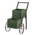 Garden Trolley Cart with 2 Tiers Made of 100% Durable Wood Rustic Multi-Use Plant Holder DÃ©cor Outdoor Garden DÃ©cor Green â€“ Measures 15 3/4 Long x 11 1/4 Wide x 21 High