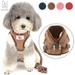 Gustave Pet Dog Vest Harness and Leash Set Adjustable Reflective Safety Vest Soft Corduroy Mesh Padded For Puppy Dogs Cats Outdoor Coffee Size XL