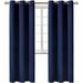 Window Curtain Room Darkening K68 navy blue color 100 % blackout thermal drapes for bedroom living room closet door noise reducing 37 inch wide X 84 inch long 2 panels