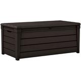 Keter Brightwood 120gal Weatherproof Patio Deck Storage Box Bench Brown