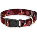 Disney Pet Collar Dog Collar Plastic Buckle Captain Hook Poses Nautical Elements Burgundy 20 to 31 Inches 1.5 Inch Wide