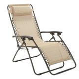 BrylaneHome Outdoor Zero Gravity Lawn Chair Foldable Patio Recliner Anti Gravity Lounge Chair w/Pillow for Outdoor Camp Poolside Backyard Beach (250 Lb Capacity) - Taupe