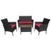 International Caravan Cartagena 4-Piece Resin Wicker Outdoor Conversation Set Antique Black