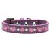 Mirage Pet 625-LPK LV14 Crystal & Light Pink Spikes Dog Collar Lavender - Size 14