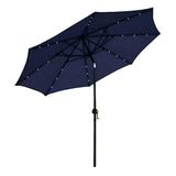 Four Seasons Courtyard 9â€™ Patio Market LED Umbrella with Steel Pole Navy