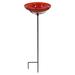 Achla Designs 12 In Hand Blown Crackle Glass Birdbath with Metal Stake Red