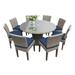 Bowery Hill 9 Piece Wicker/Fabric/Glass Round Top Patio Dining Set in Navy